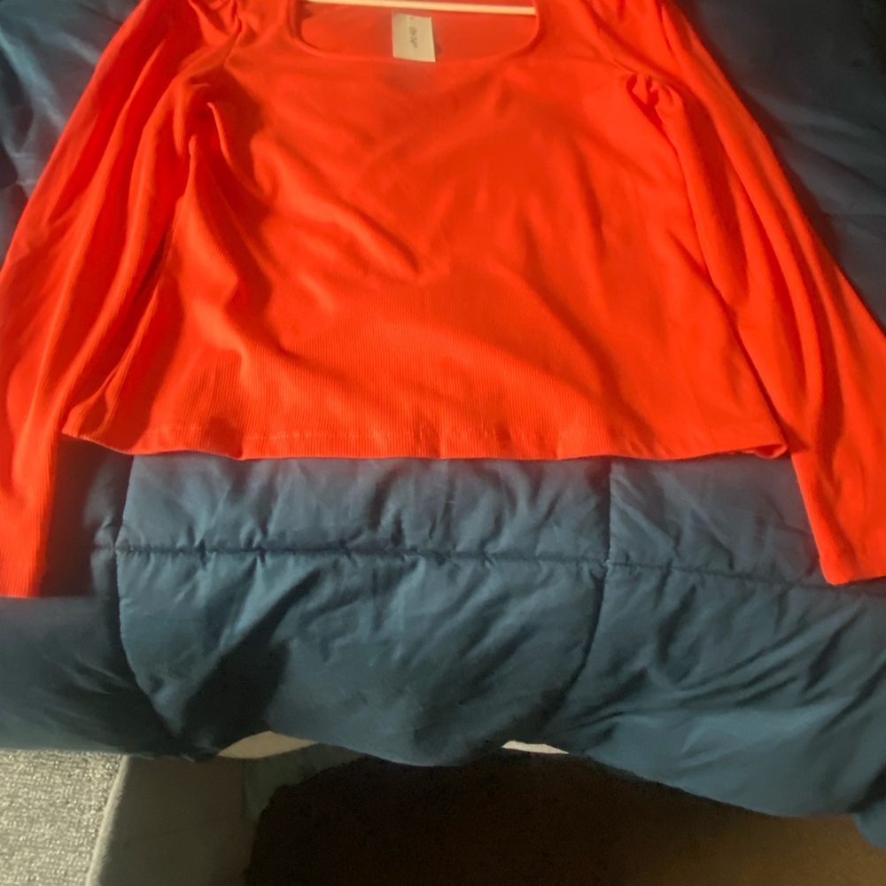 Bright Neon Orange Long Sleeve Crop Top